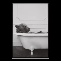 Outlet Bouclair Bear in Bathtub Printed Framed Canvas