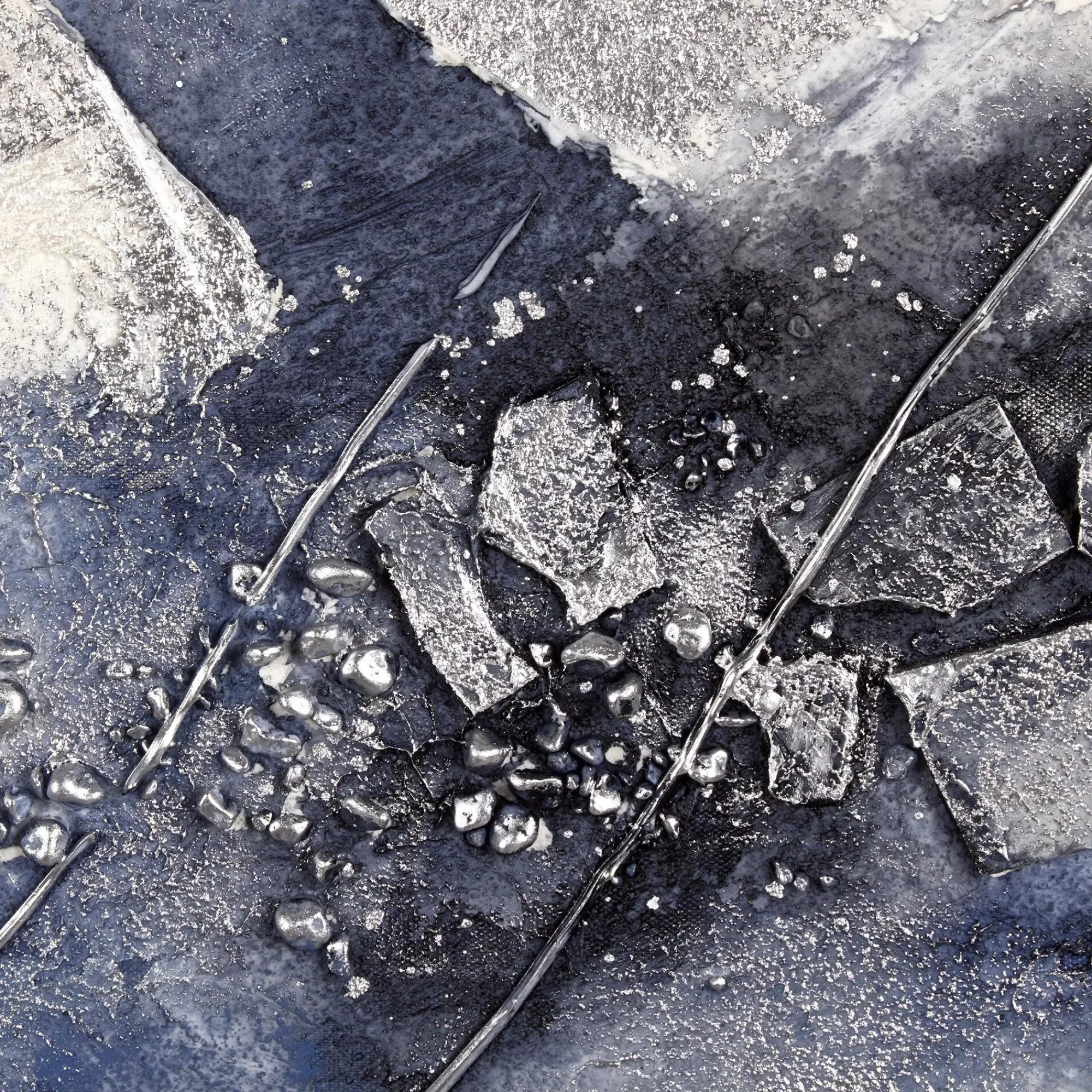 New Bouclair Beige & Blue Cluster Oil Painting