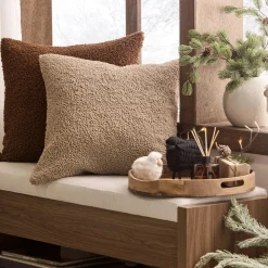 Online Bouclair Beige Doodle Boucle Decorative Throw Pillow