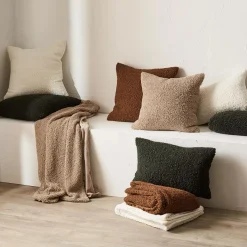 Online Bouclair Beige Doodle Boucle Decorative Throw Pillow