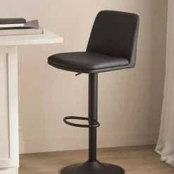 Bouclair Beige Faux Leather and Metal Bar Stool