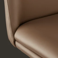 Bouclair Beige Faux Leather and Metal Bar Stool