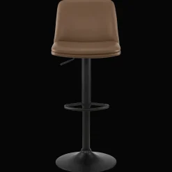 Bouclair Beige Faux Leather and Metal Bar Stool