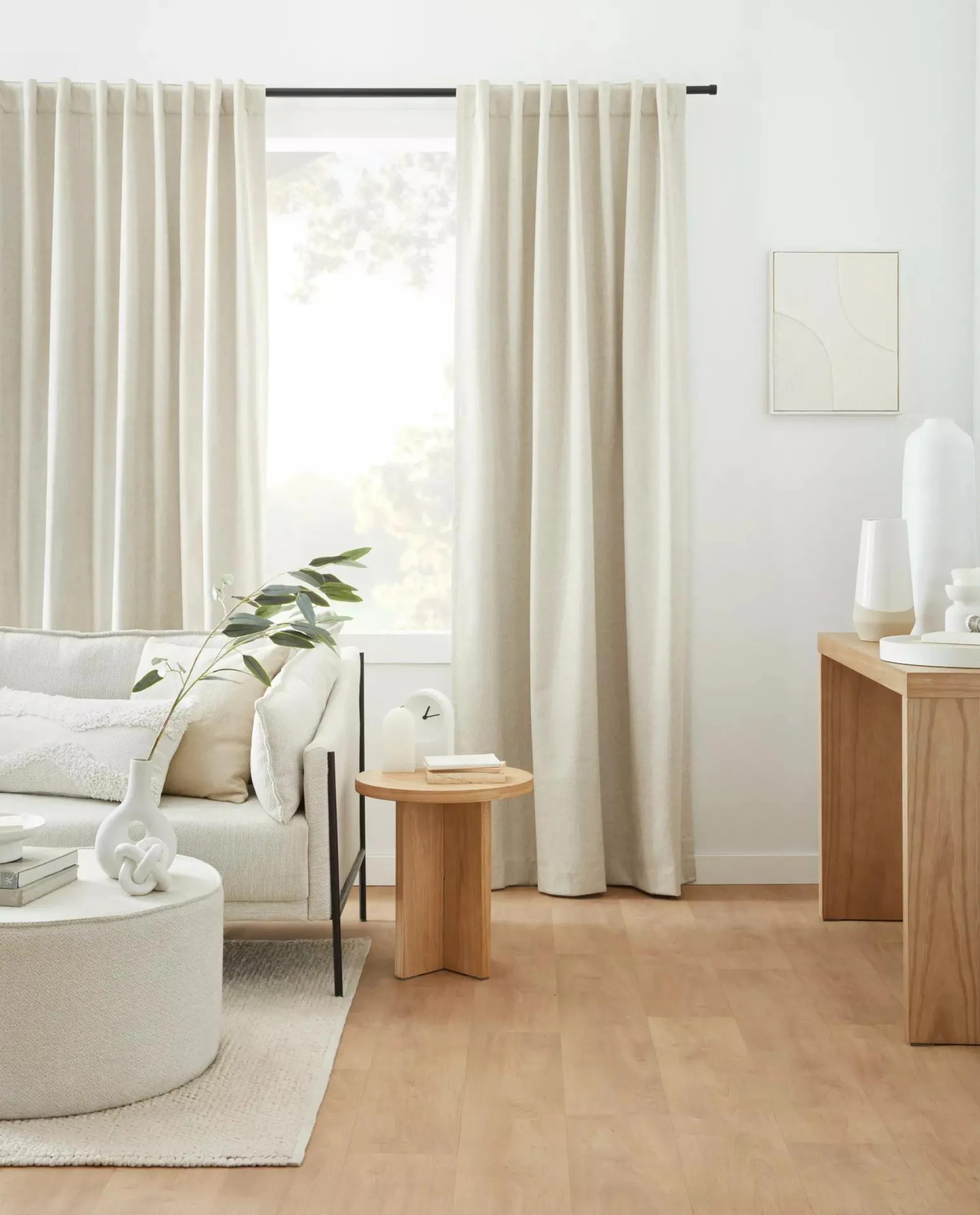 Clearance Bouclair Beige Taha Rod Pocket Back Tab Blackout Curtain