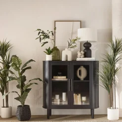 Online Bouclair Black Buffet with Glass Doors