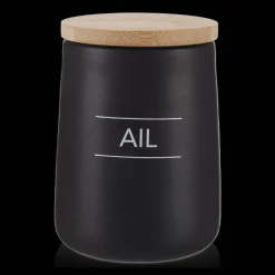 Clearance Bouclair Black Ceramic Garlic Container