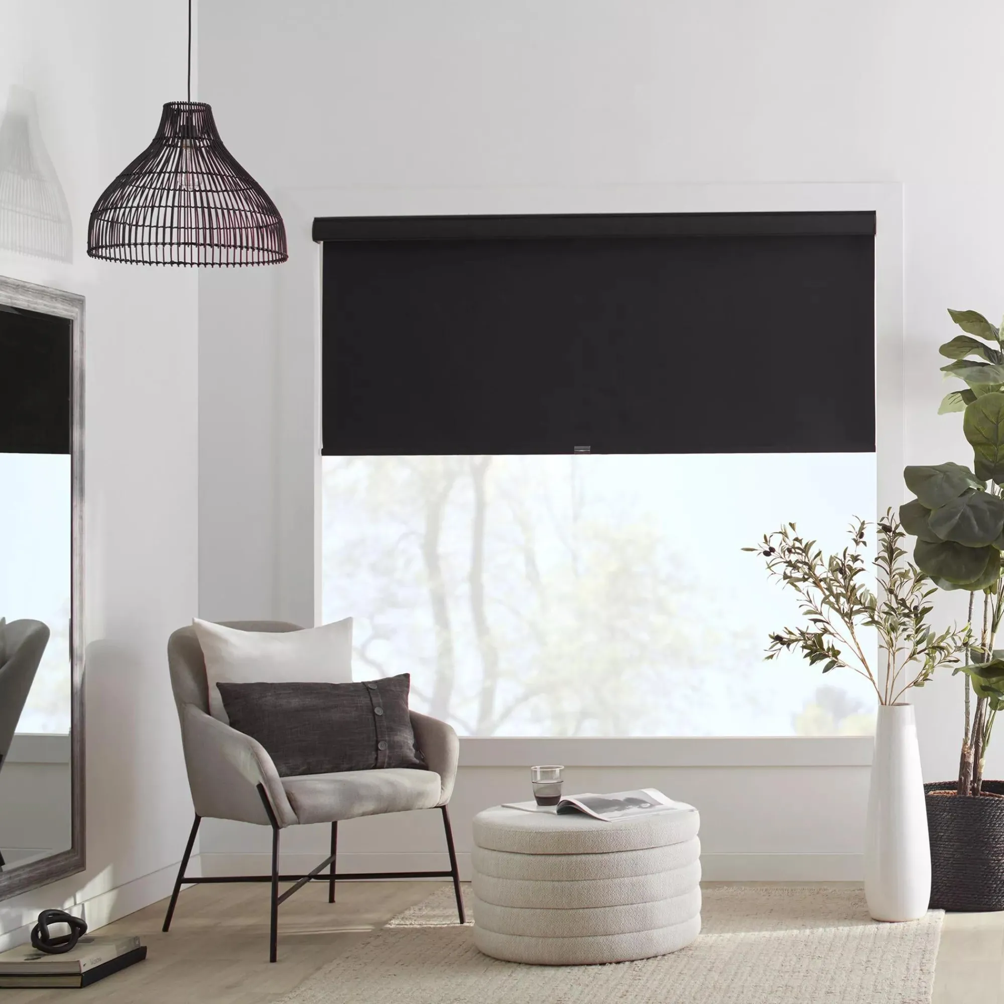 Hot Bouclair Black Chita Cordless Blackout Roller Shade