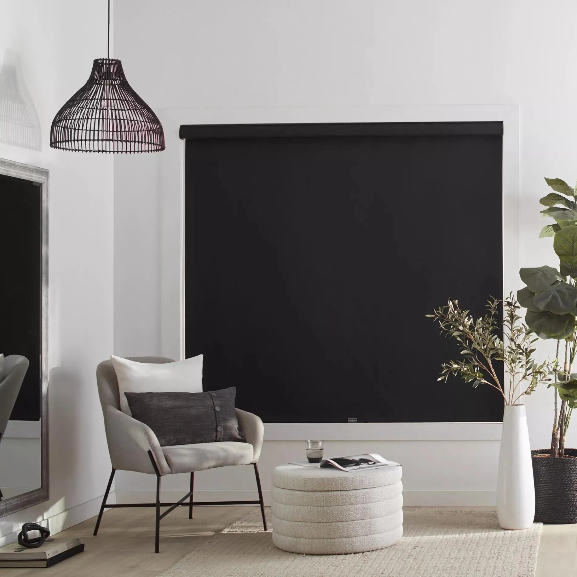 Hot Bouclair Black Chita Cordless Blackout Roller Shade