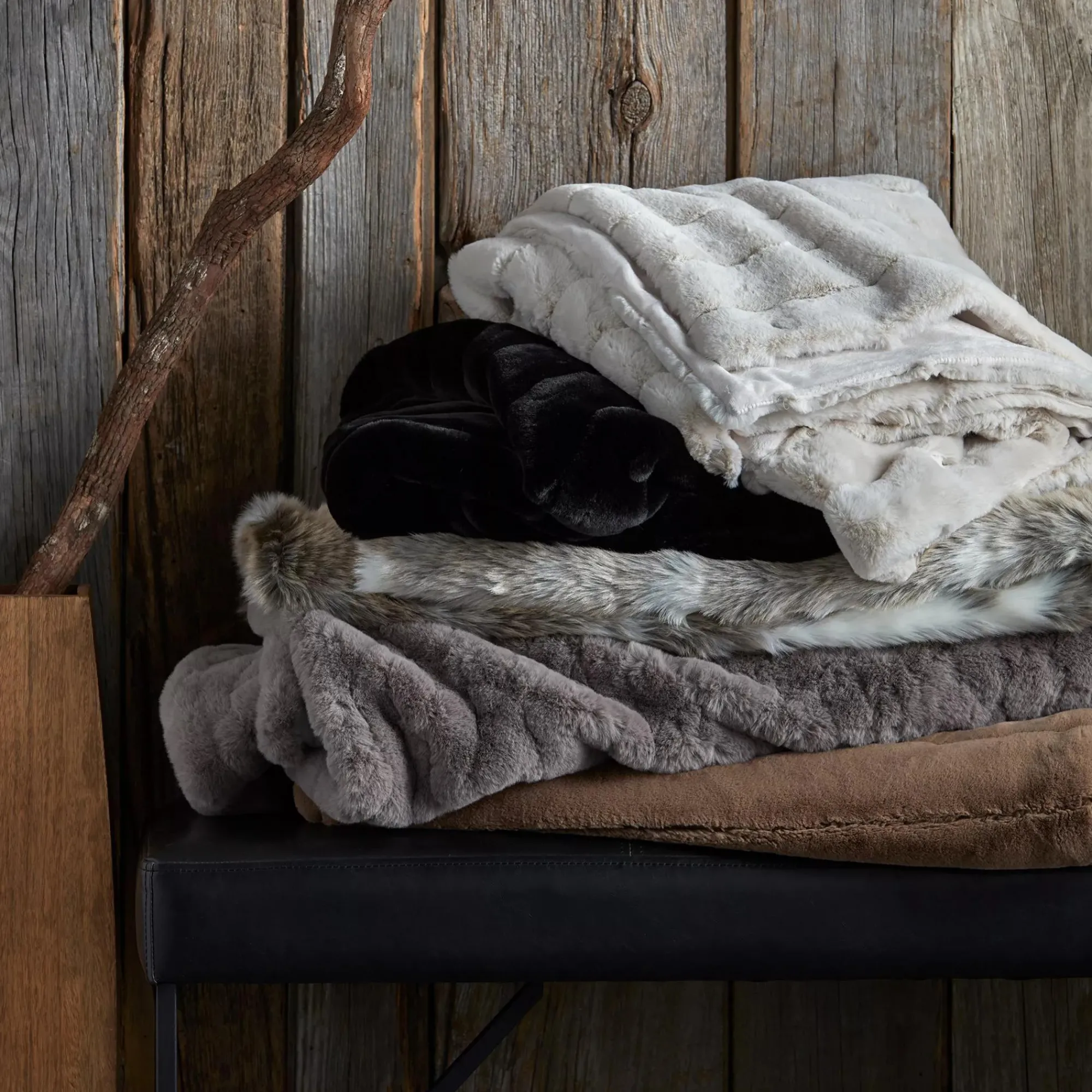 Bouclair Black Cougar Faux Fur Throw