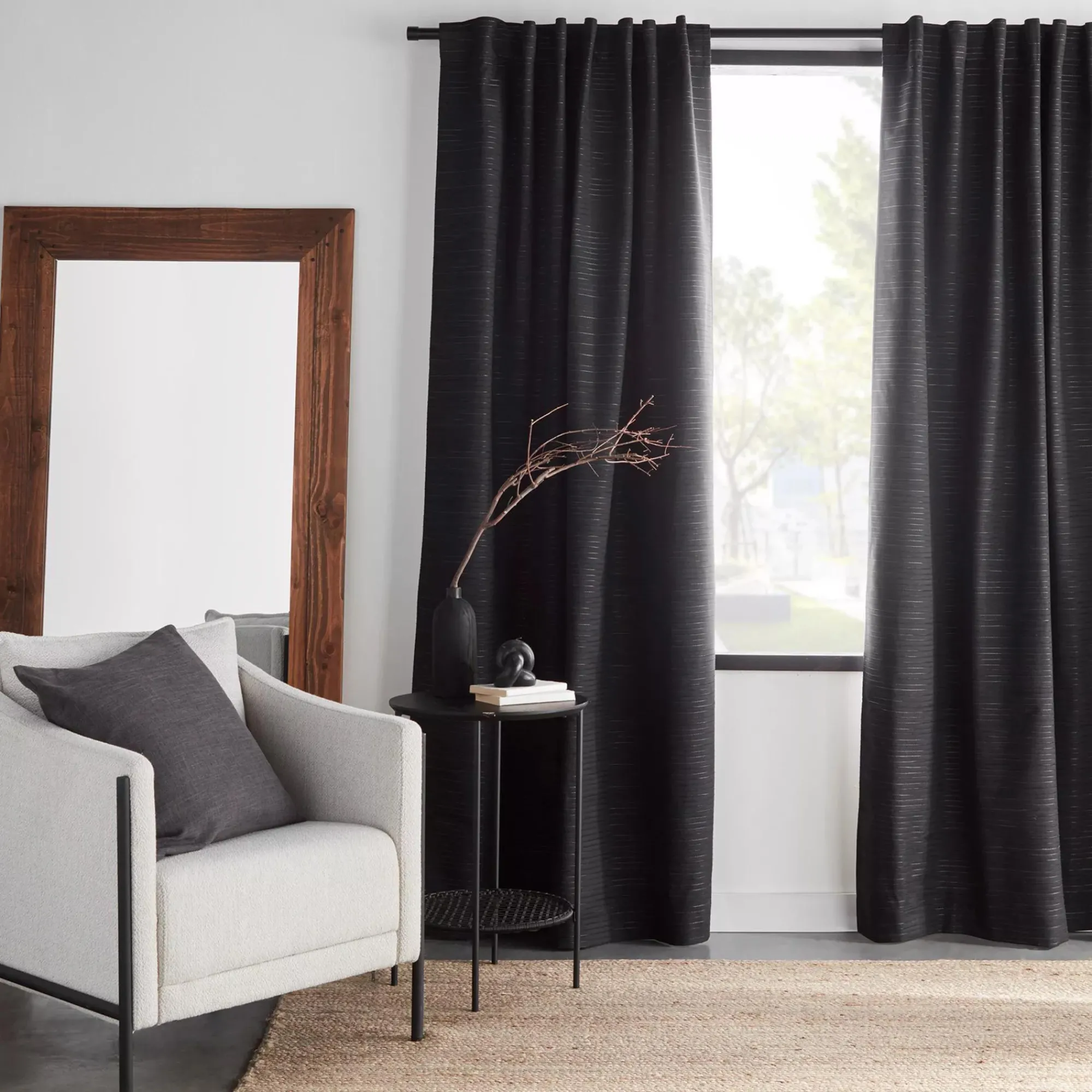 Bouclair Black Dayni Blackout Back-Tab Curtain