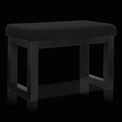 New Bouclair Black Fabric and Wood Bench