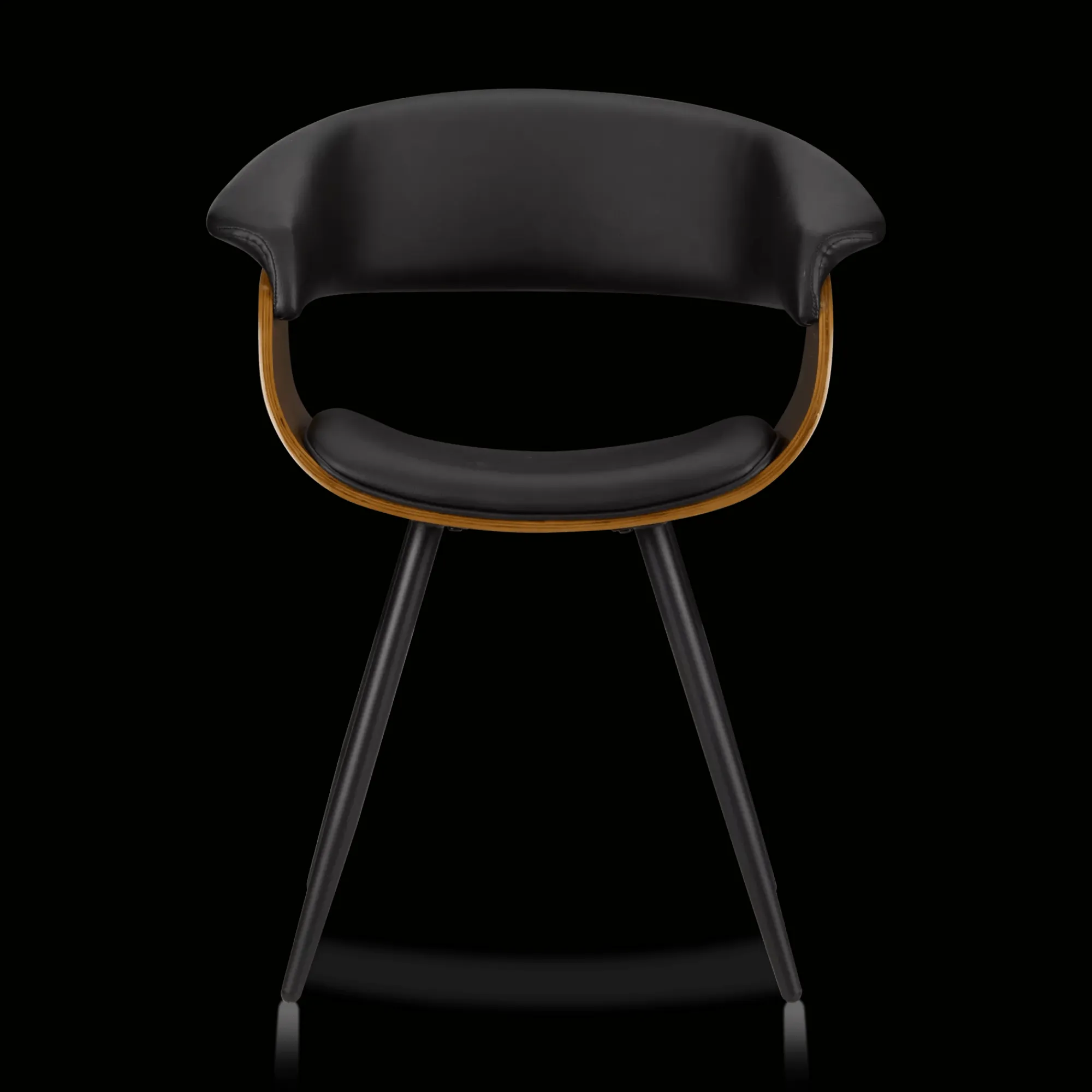 Online Bouclair Black Faux Leather and Walnut Chair