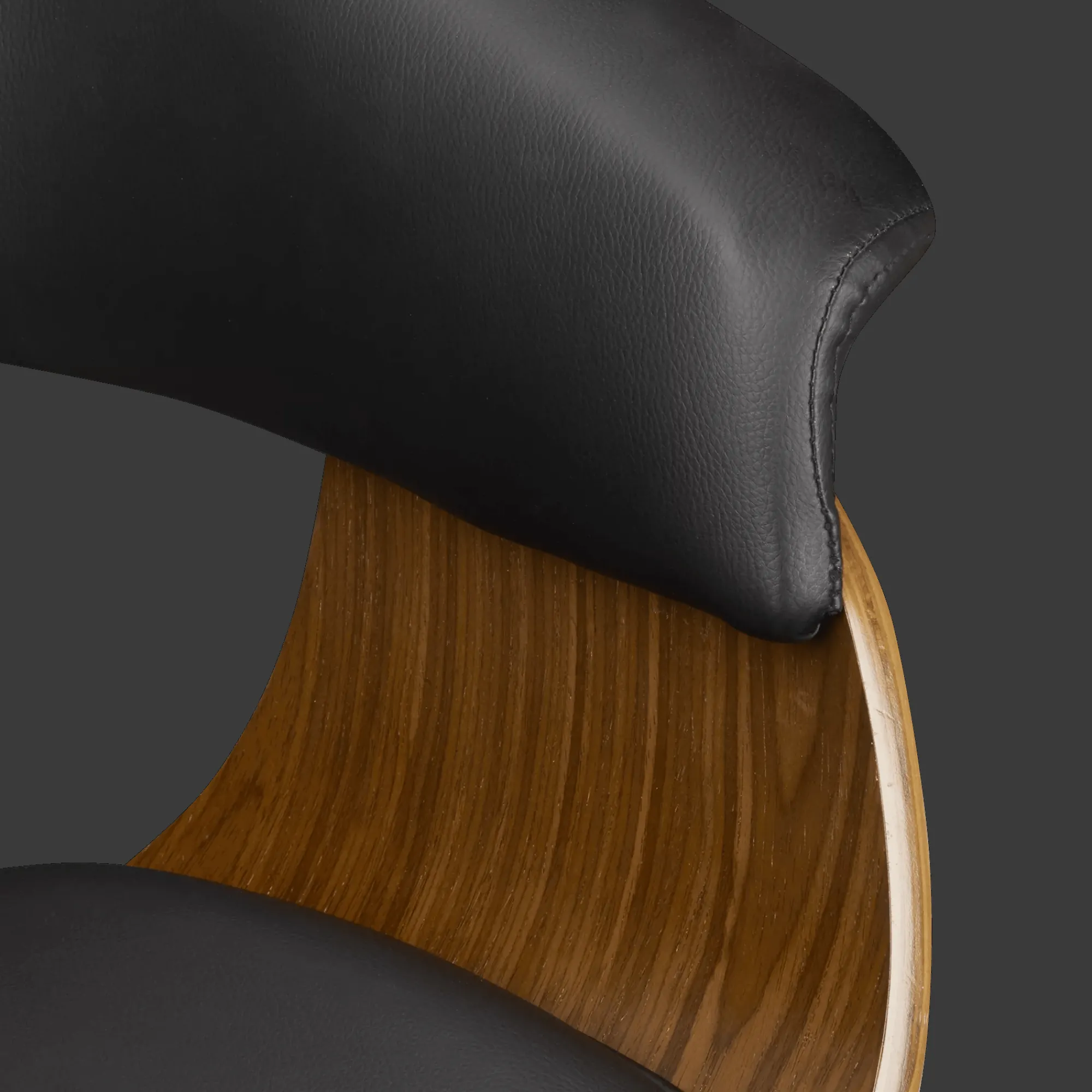 Online Bouclair Black Faux Leather and Walnut Chair