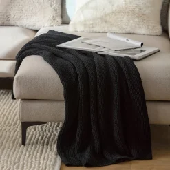 Best Bouclair Black Lonny Woven Throw