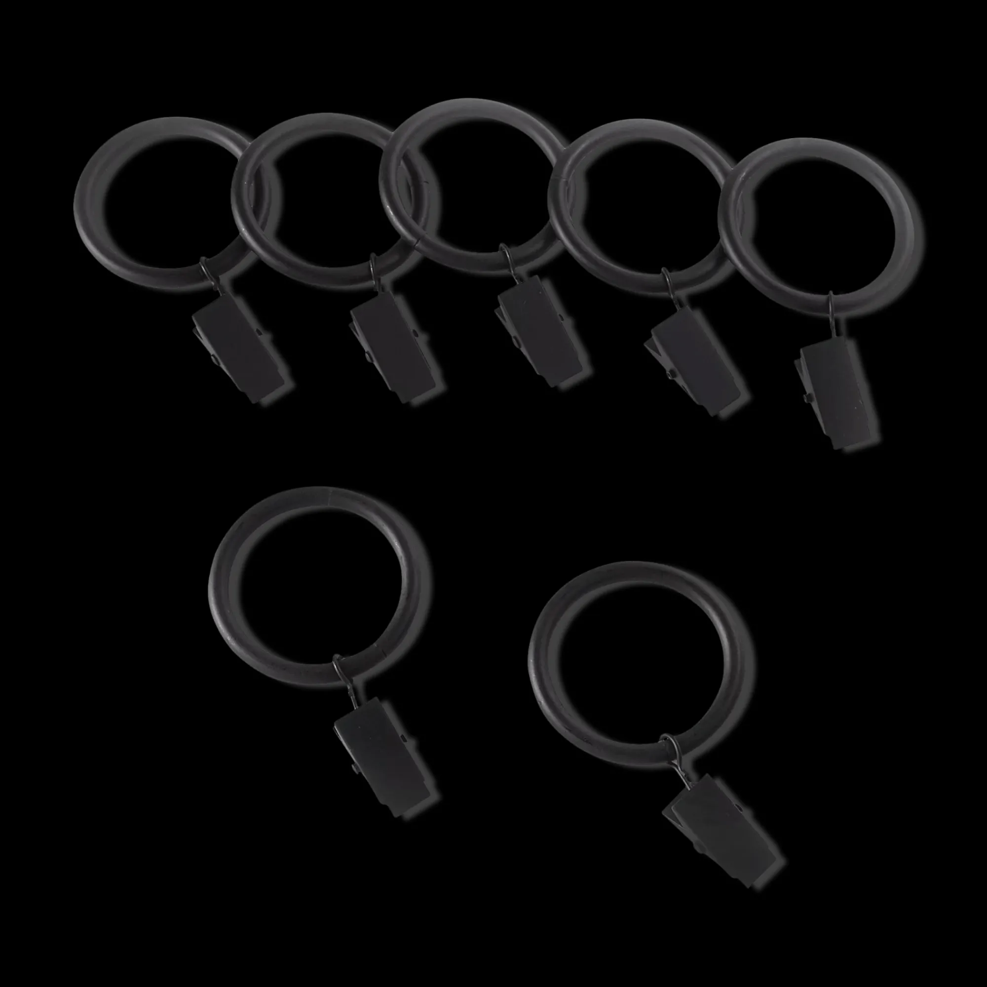 Hot Bouclair Black Set of 7 Metal Clip Rings