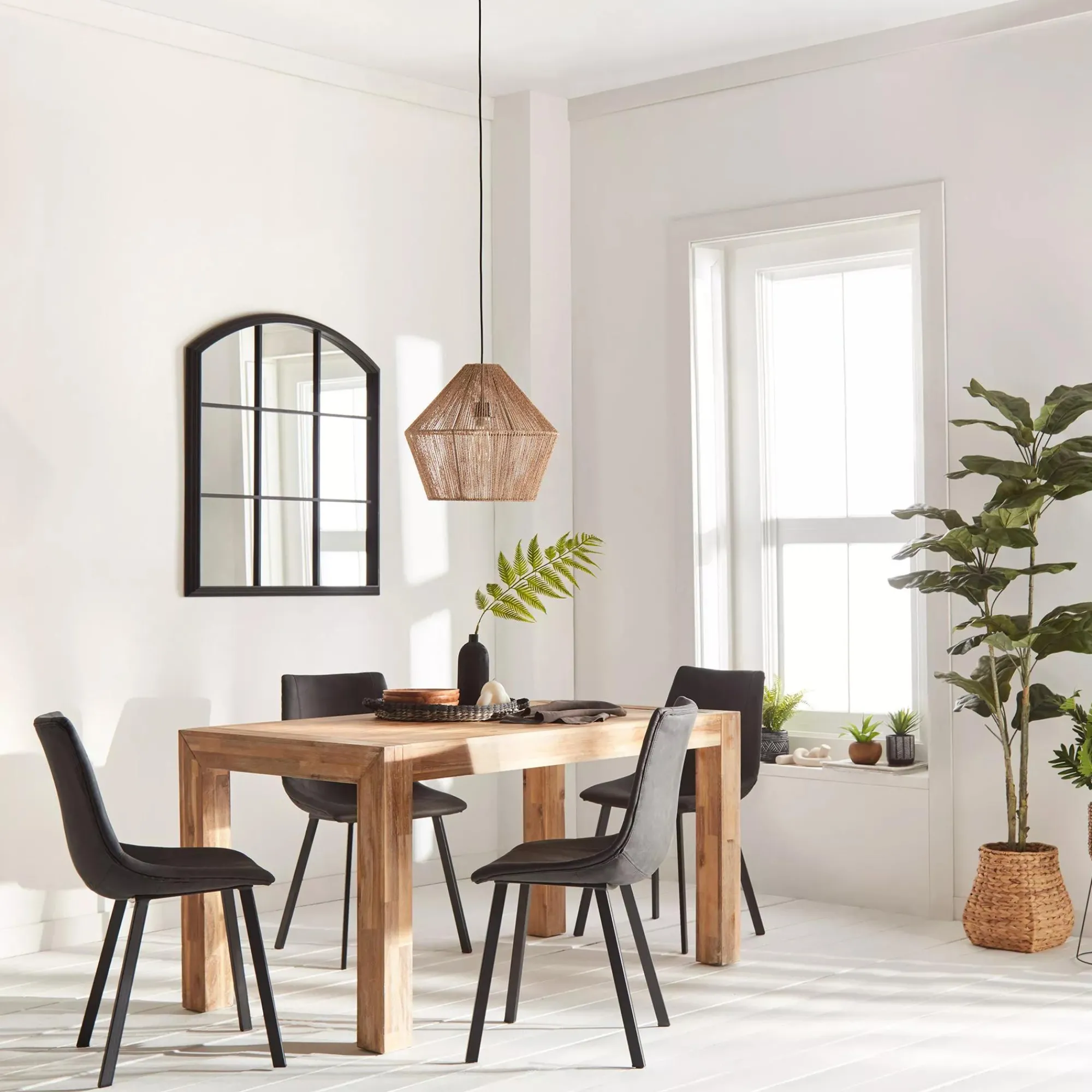 New Bouclair Black Textured Faux Leather and Metal Dining Chair