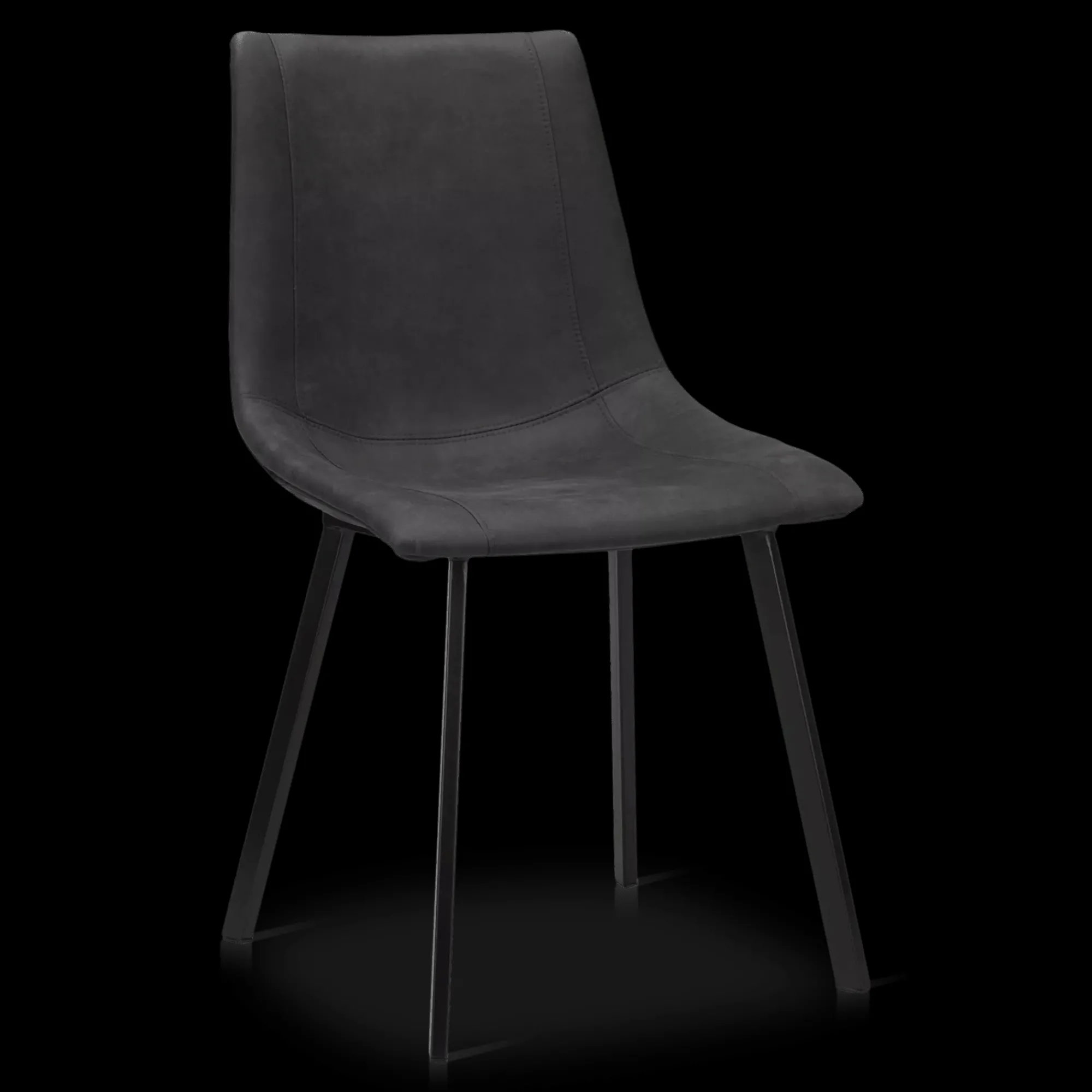 New Bouclair Black Textured Faux Leather and Metal Dining Chair