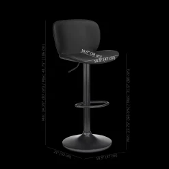 Best Bouclair Black Textured Faux Leather & Metal Adjustable Bar Stool