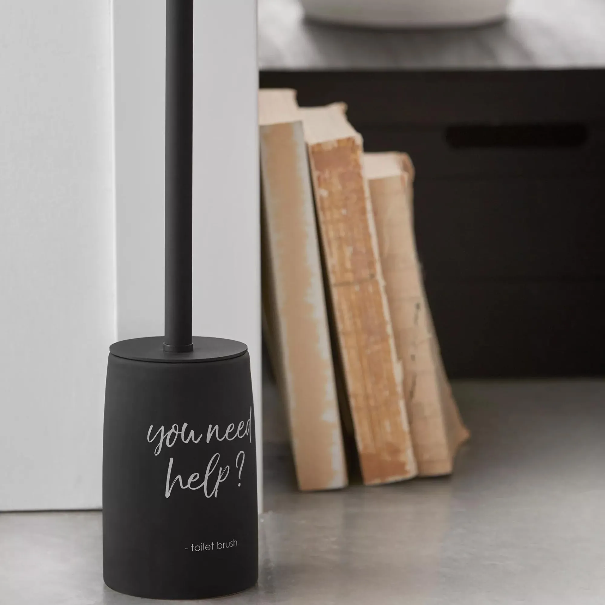 Outlet Bouclair Black Toilet Brush With French Typography