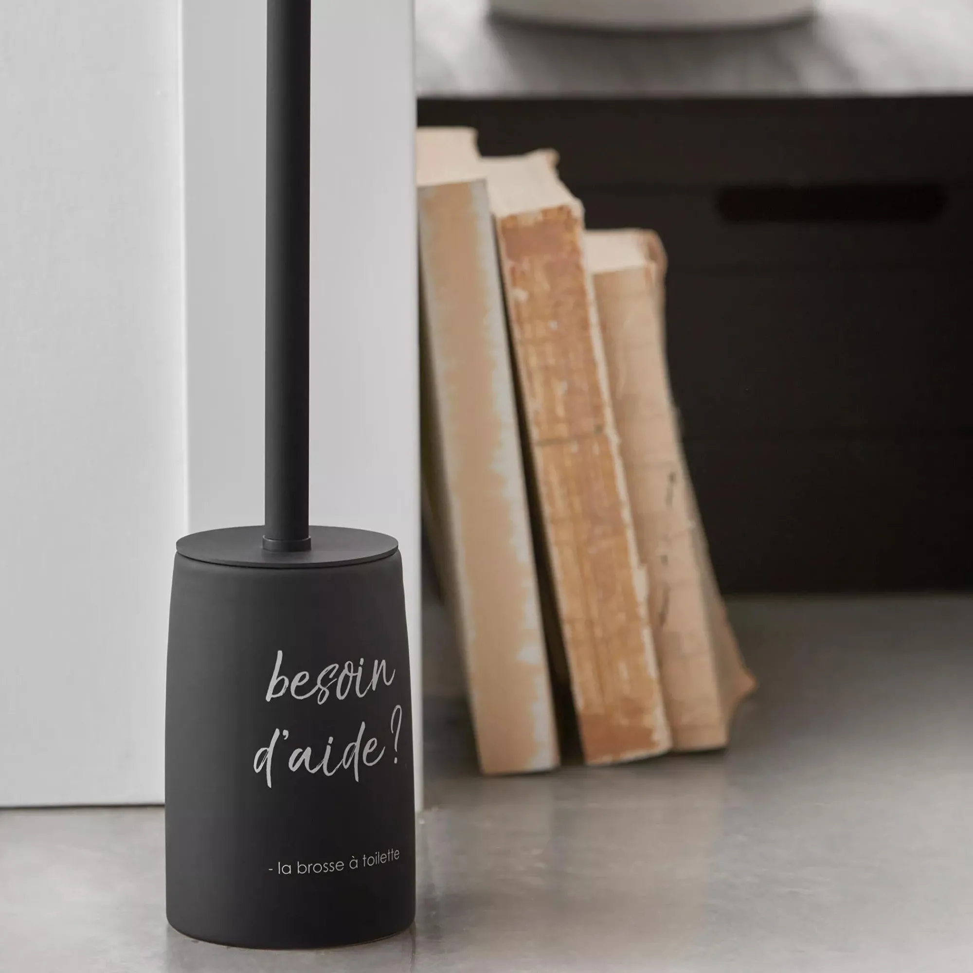 Outlet Bouclair Black Toilet Brush With French Typography