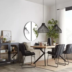 New Bouclair Black Wooden Buffet with Glass Doors