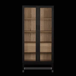 Bouclair Black Wooden Buffet with Glass Doors