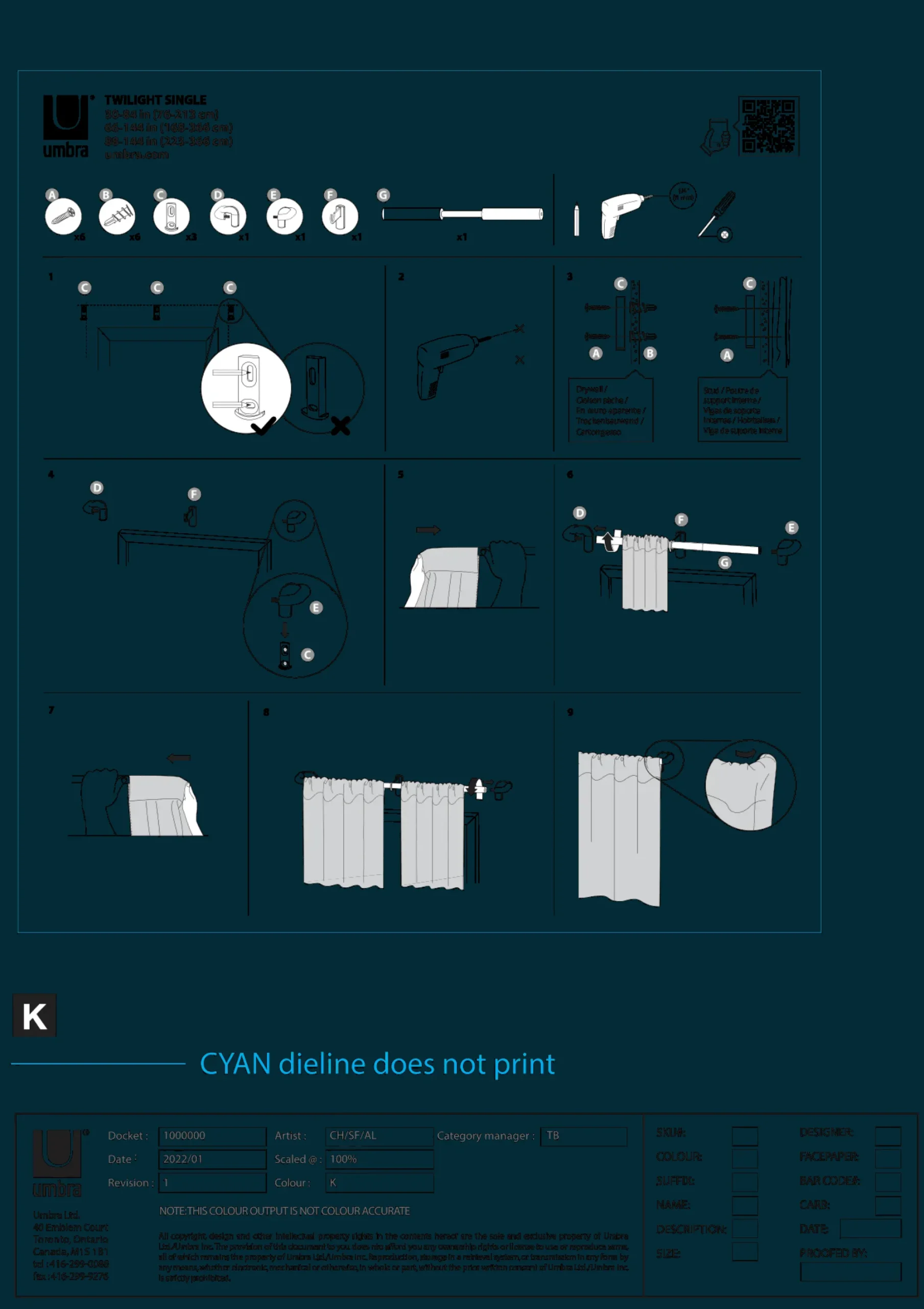 Bouclair Blackout Curtain Rod Set - Diameter 19 mm