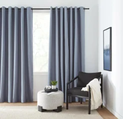 New Bouclair Blue Chambray Blackout Curtain