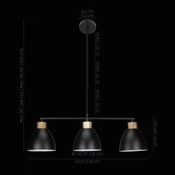 Online Bouclair 3-Bulb Metal and Wood Ceiling Lamp