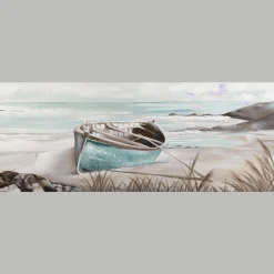 Best Bouclair Canoe On The Shore Oil Painted Canvas