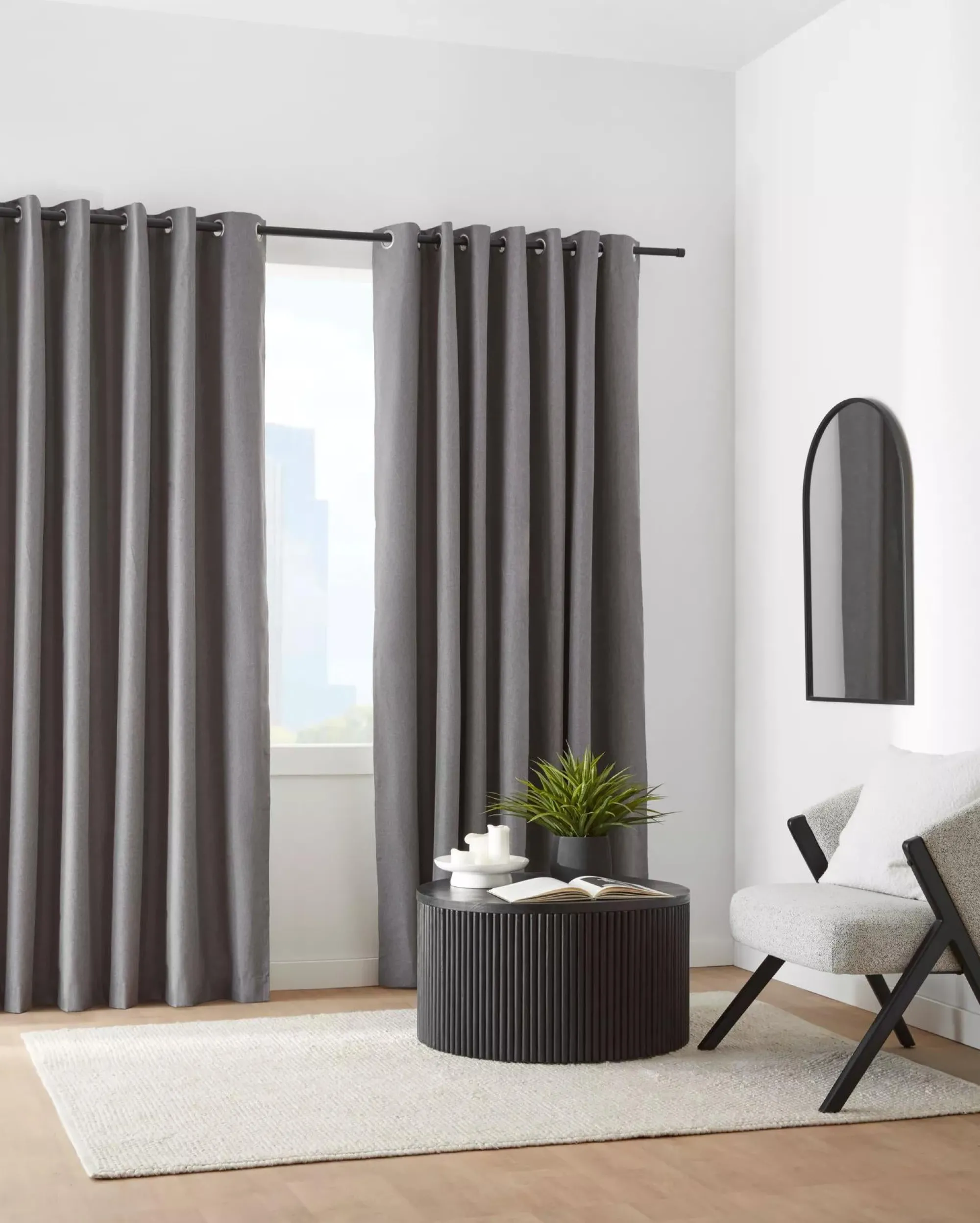 Outlet Bouclair Charcoal Chambray Blackout Curtain