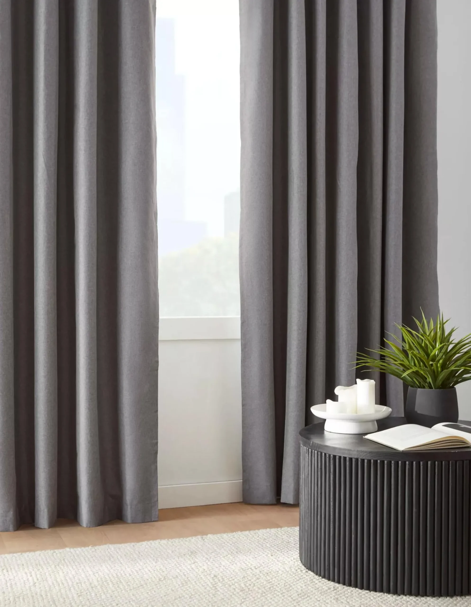 Outlet Bouclair Charcoal Chambray Blackout Curtain
