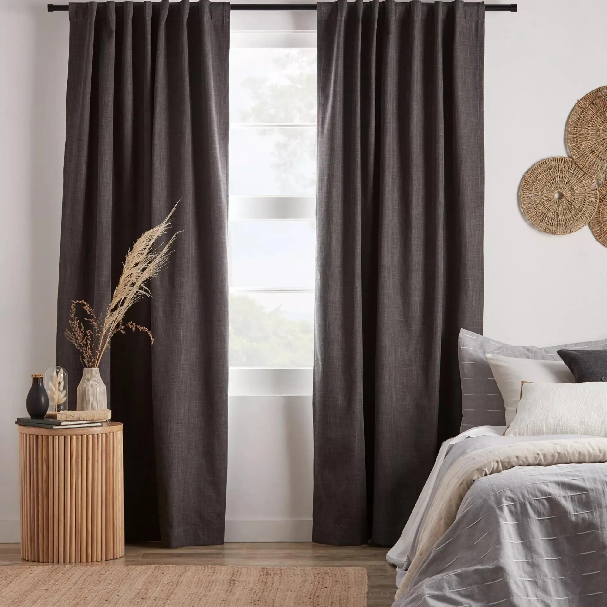 Bouclair Charcoal Chita Back Tab Blackout Curtain