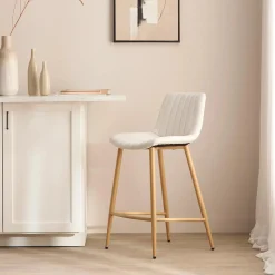 Hot Bouclair Chita Fabric and Metal Bar Stool