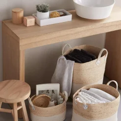Online Bouclair Corn Fiber and Cotton Rope Storage Basket