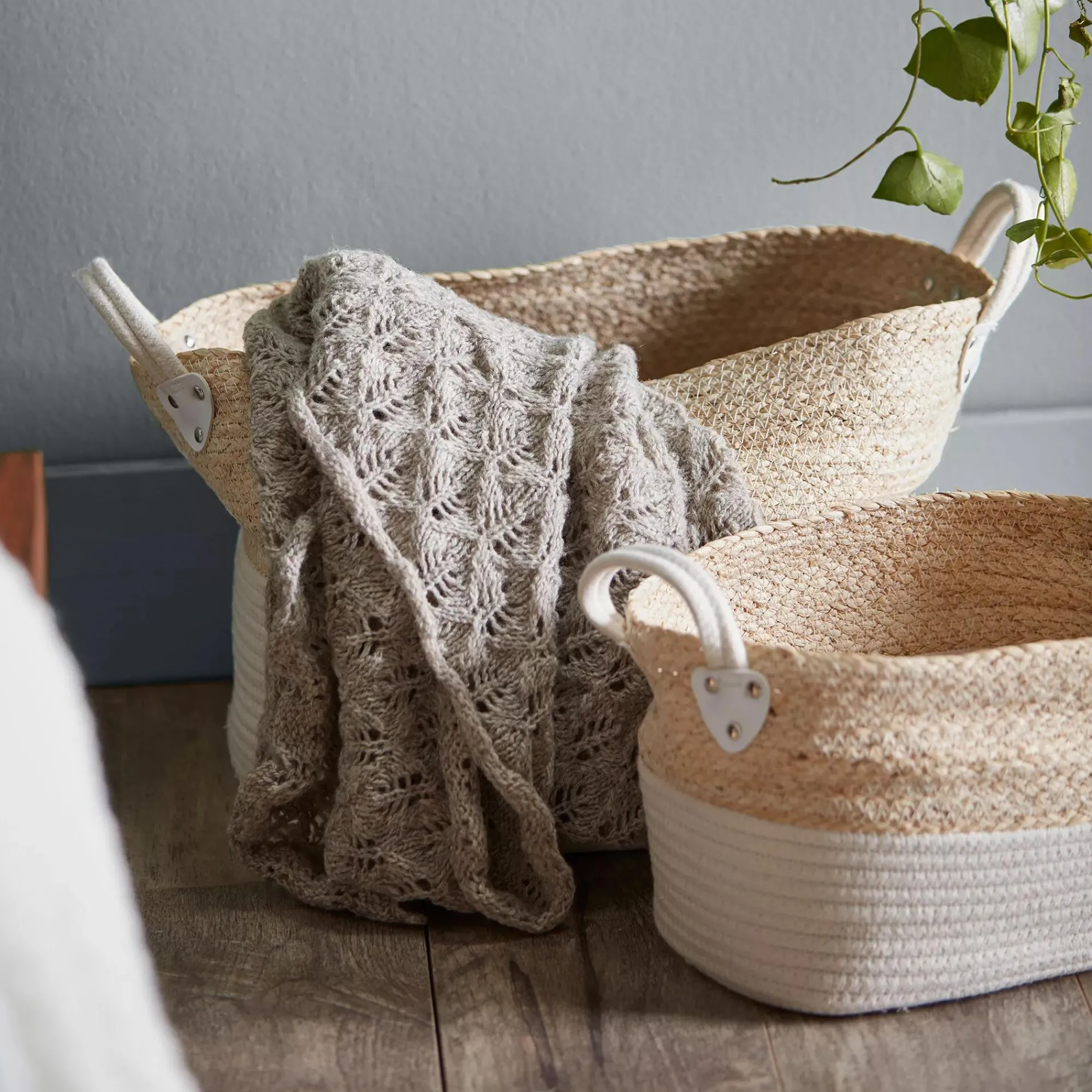 Online Bouclair Corn Fiber and Cotton Rope Storage Basket