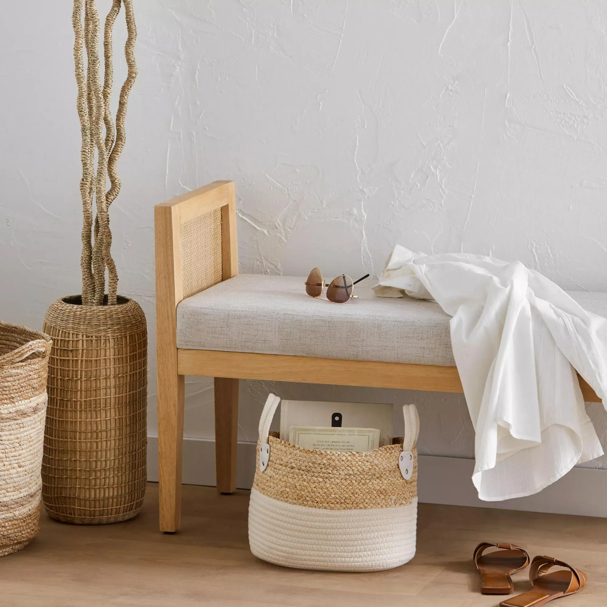 Online Bouclair Corn Fiber and Cotton Rope Storage Basket