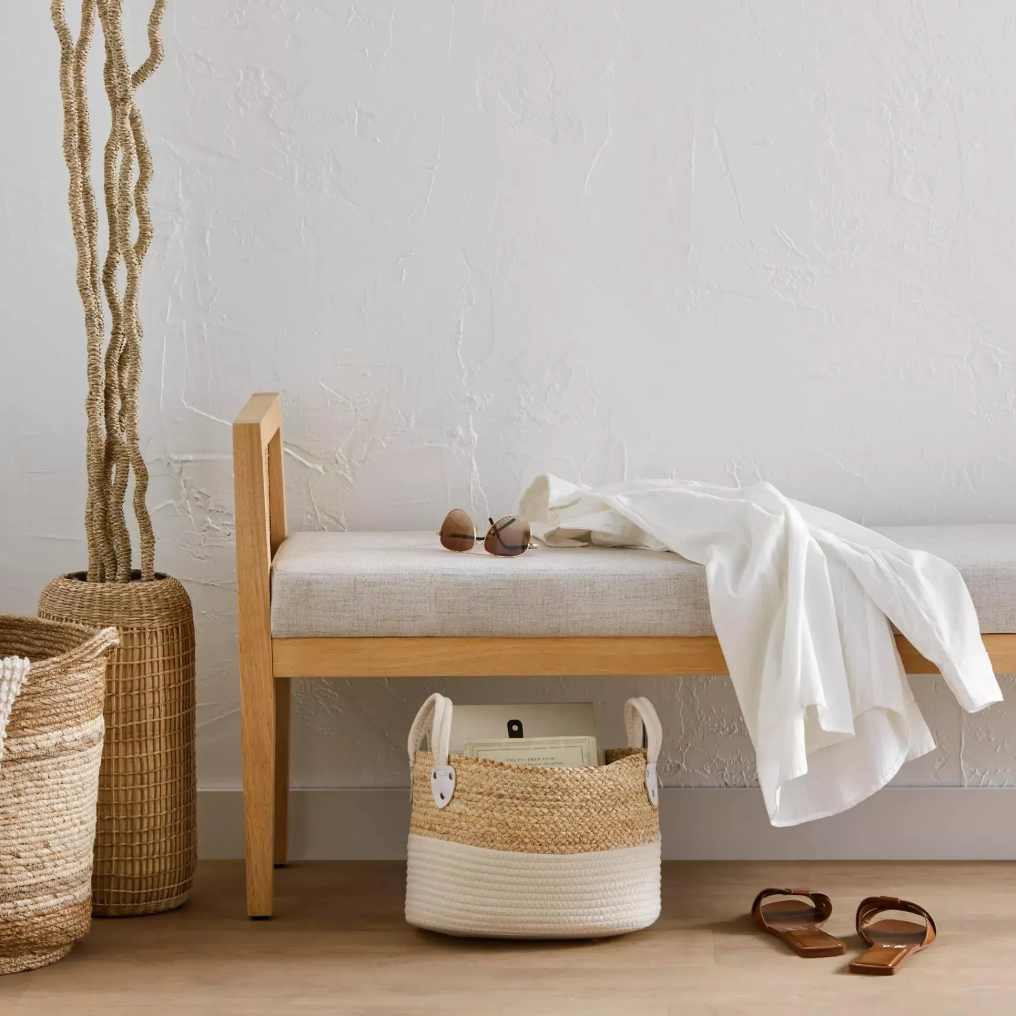 Online Bouclair Corn Fiber and Cotton Rope Storage Basket