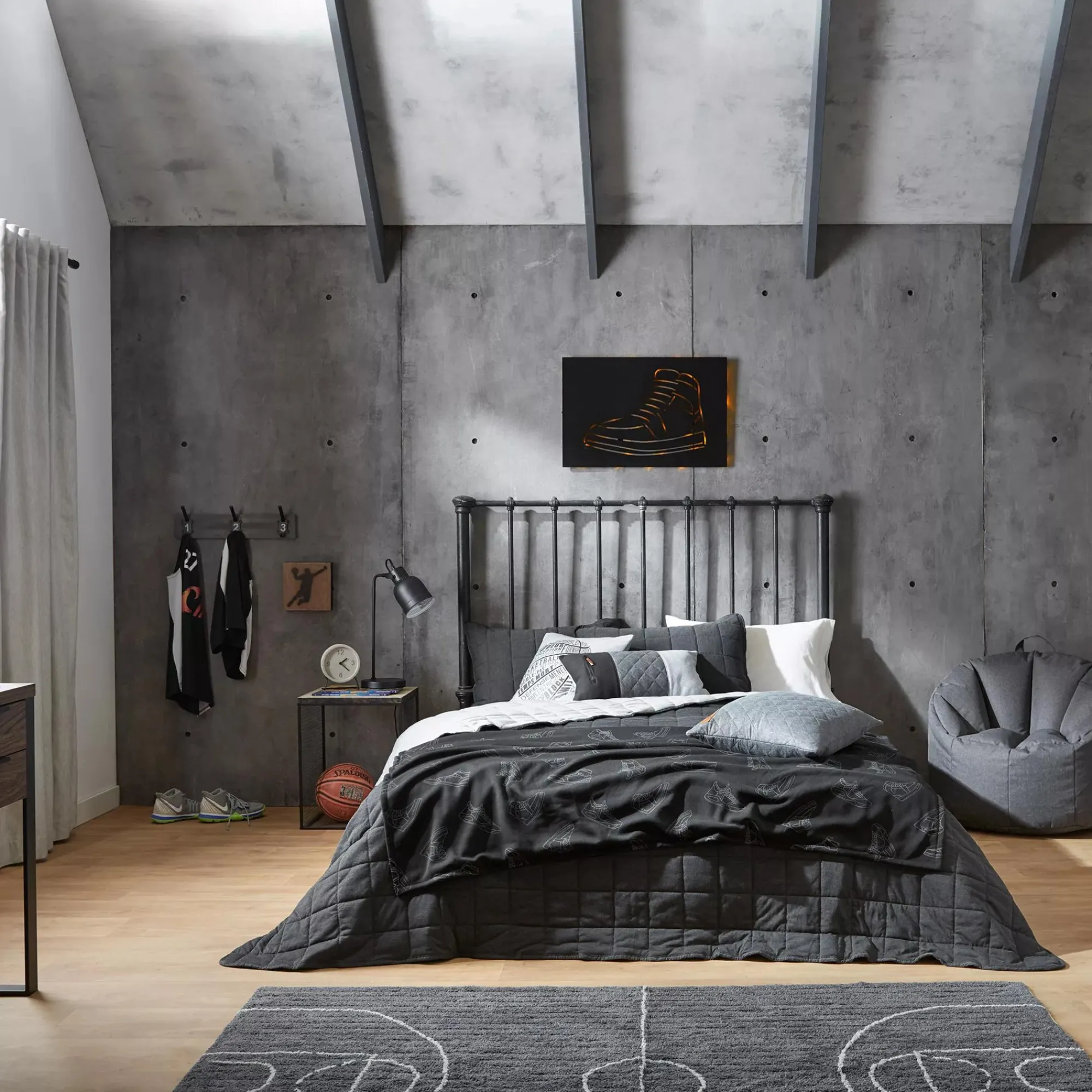 Sale Bouclair Dark Grey Canvas Bean Bag