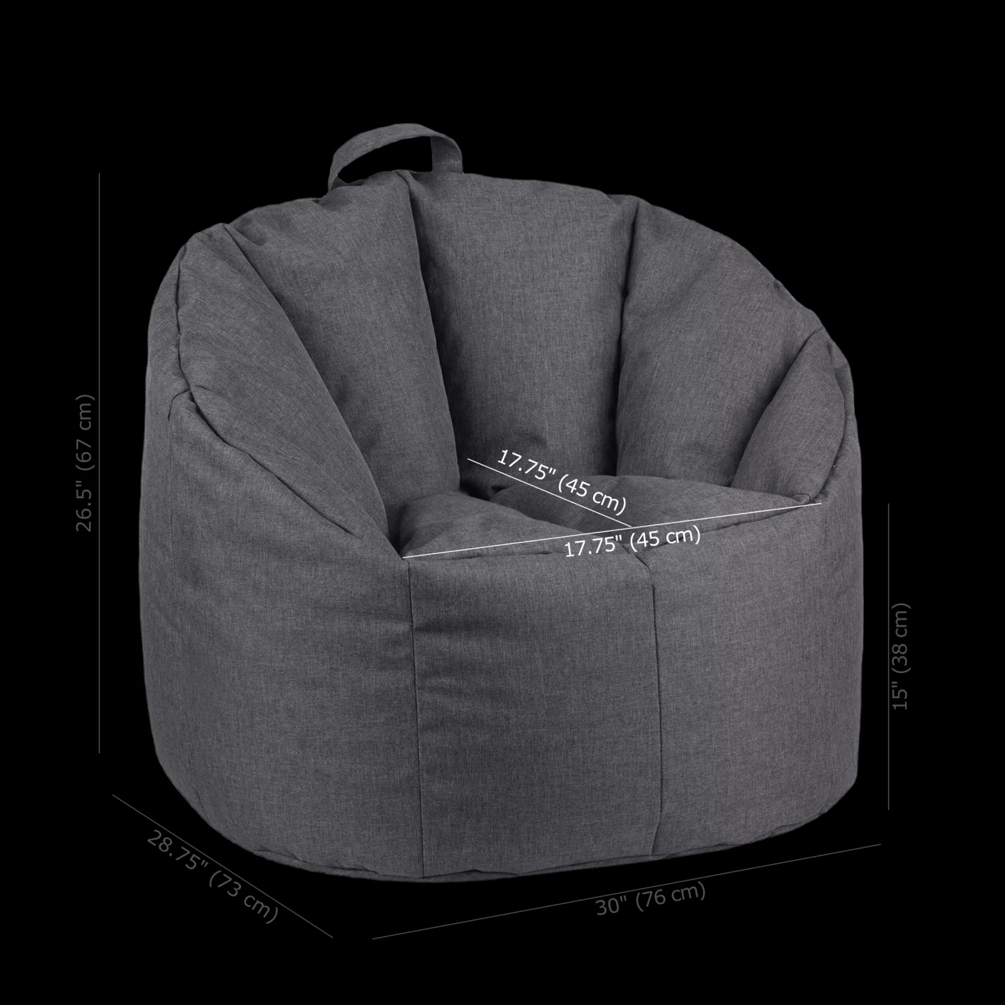 Sale Bouclair Dark Grey Canvas Bean Bag