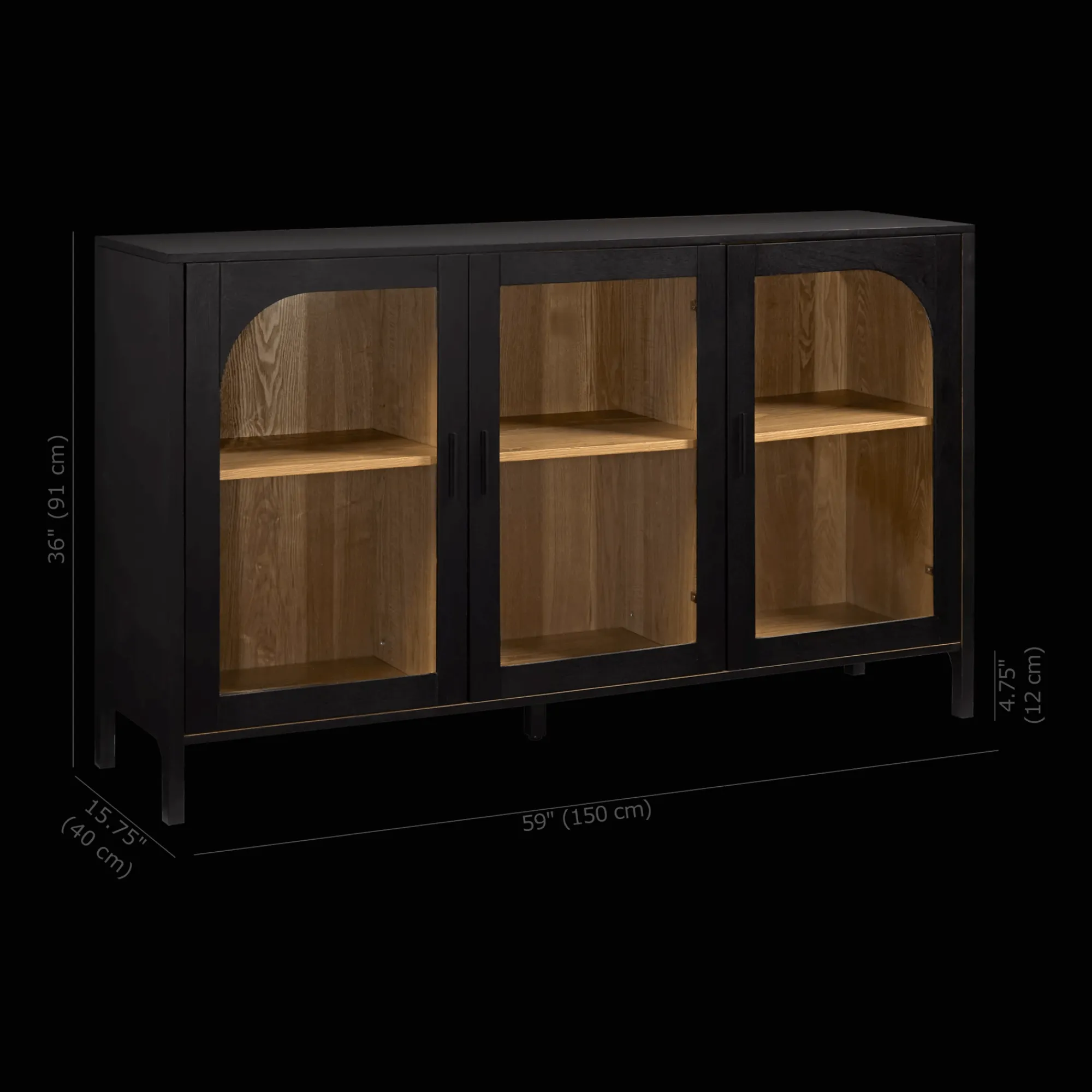 Best Bouclair 3-Door Black Wooden Buffet
