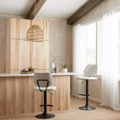 Hot Bouclair Fabric and Metal Adjustable Counter Stool