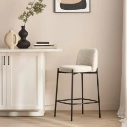 Best Bouclair Fabric and Metal Bar Stool
