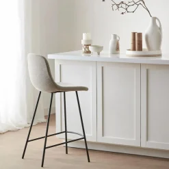 Outlet Bouclair Fabric and Metal Bar Stool