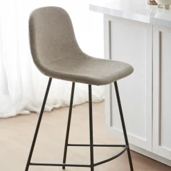Outlet Bouclair Fabric and Metal Bar Stool