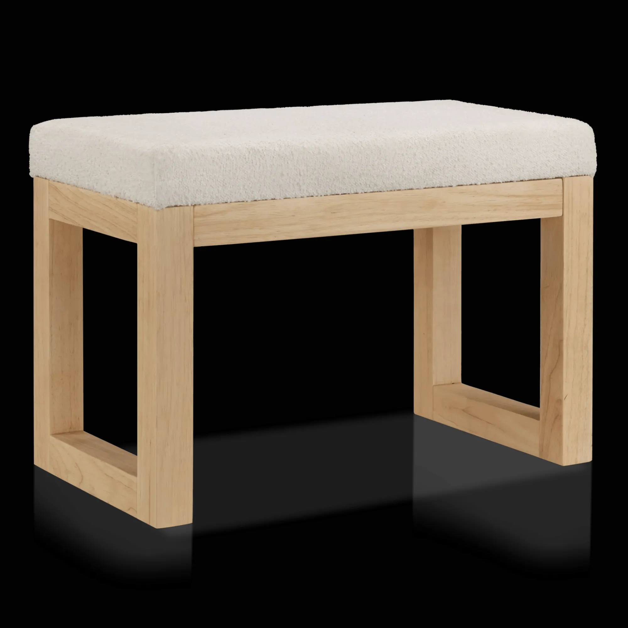 Outlet Bouclair Fabric and Natural Wood Bench