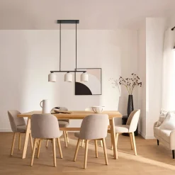 Best Bouclair Fabric and Natural Wood Dining Chair