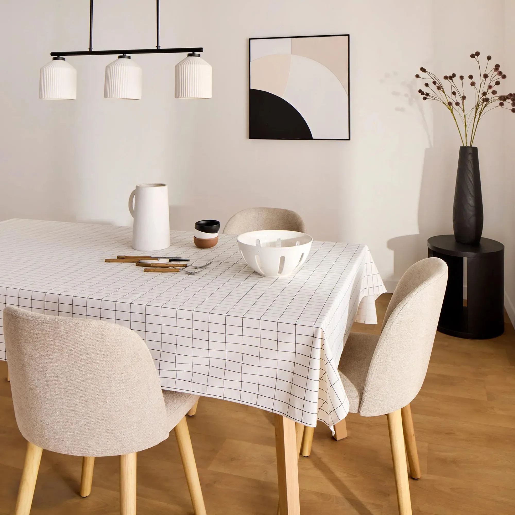 Best Bouclair Fabric and Natural Wood Dining Chair