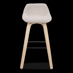 Outlet Bouclair Fabric and Natural Wood Stool