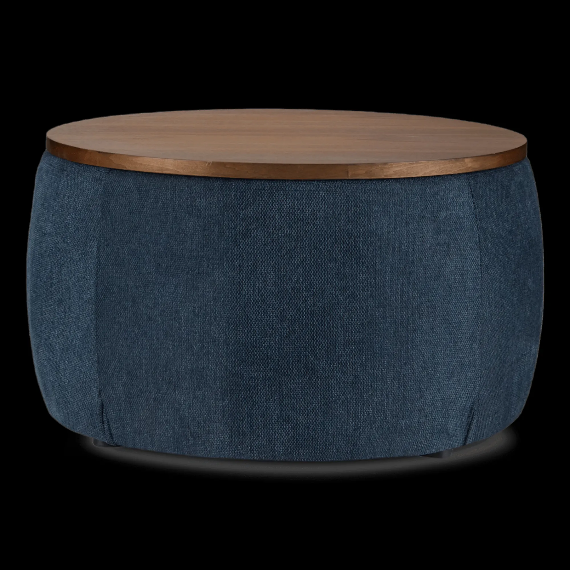 New Bouclair Fabric and Walnut Ottoman